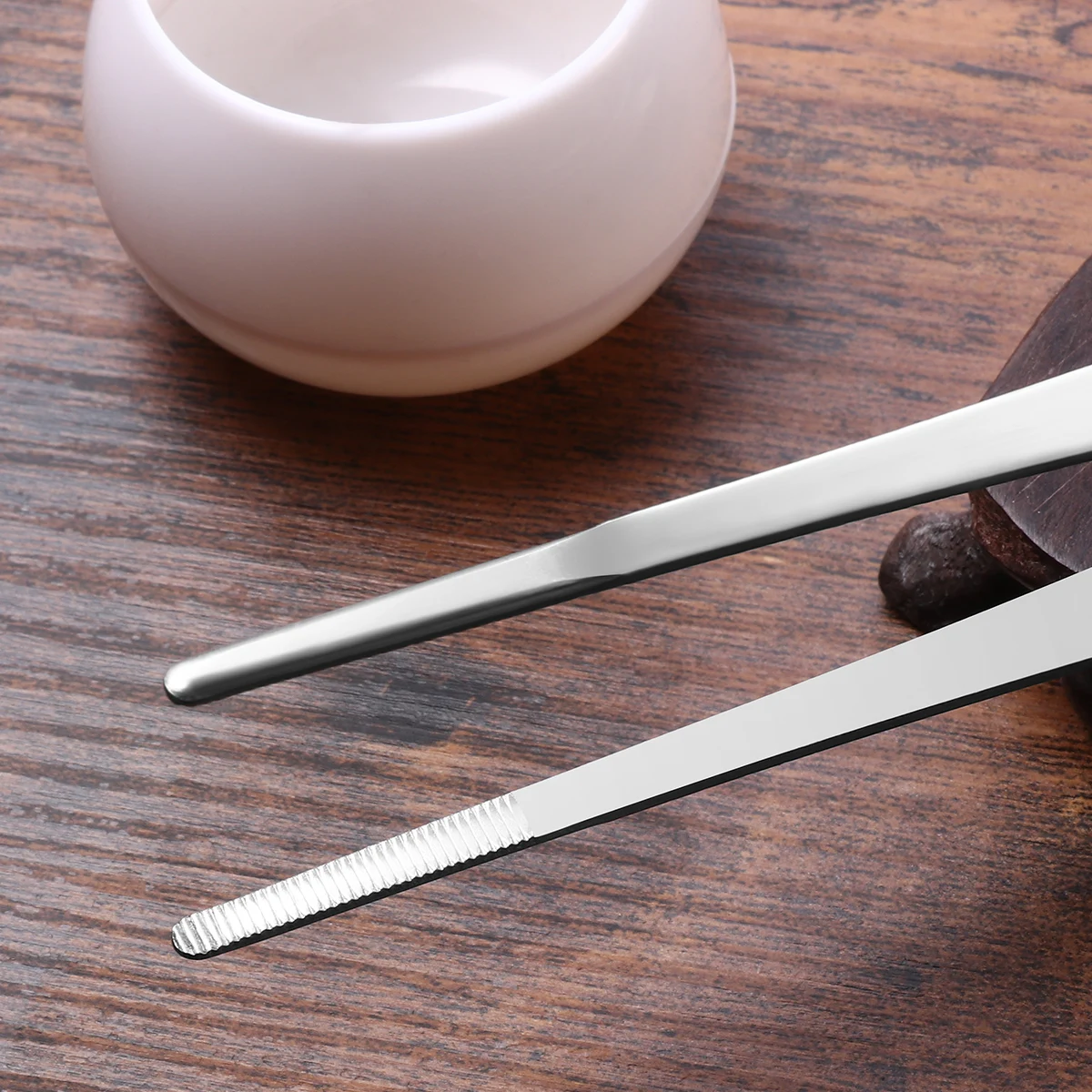 

2Pcs Stainless Steel Straight Curved Tweezers 25cm Silver Durable for Medical Dressing Sewing DIY Landscape Manual Work