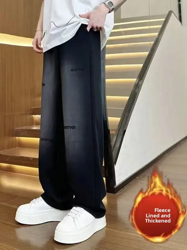 

Waed Wide Leg Straight Leg Pants Men's Casual Loose Spor Long Trousers Autumn Winter New Sle Faion Brand Breathable