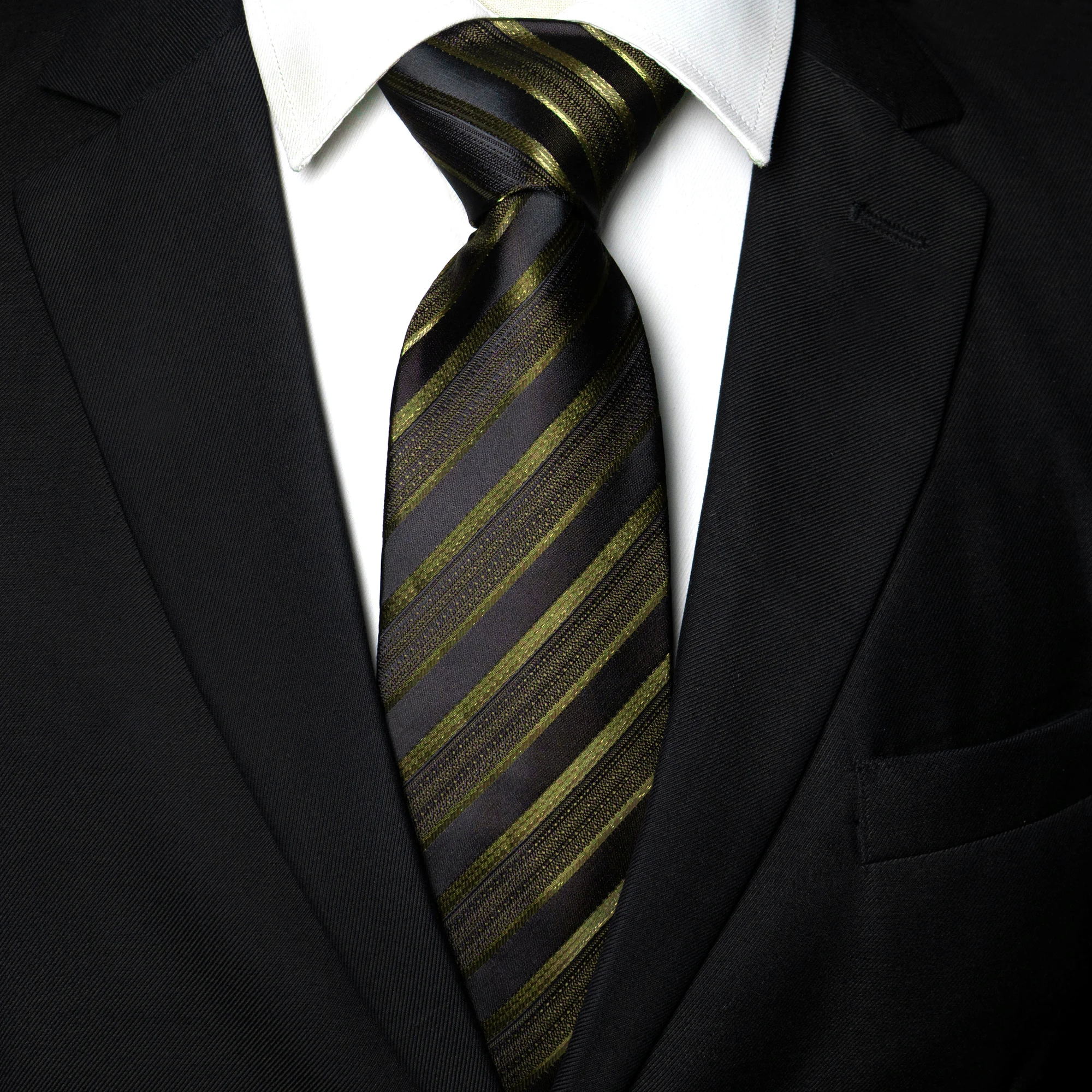 Lila-silberne gestreifte Seidenkrawatten für Herren, Hochzeitsaccessoires, 8 cm breite Jacquard-gewebte Krawatte für Herren, modisch, für Geschäftsveranstaltungen, Partys und Events – Detail 14