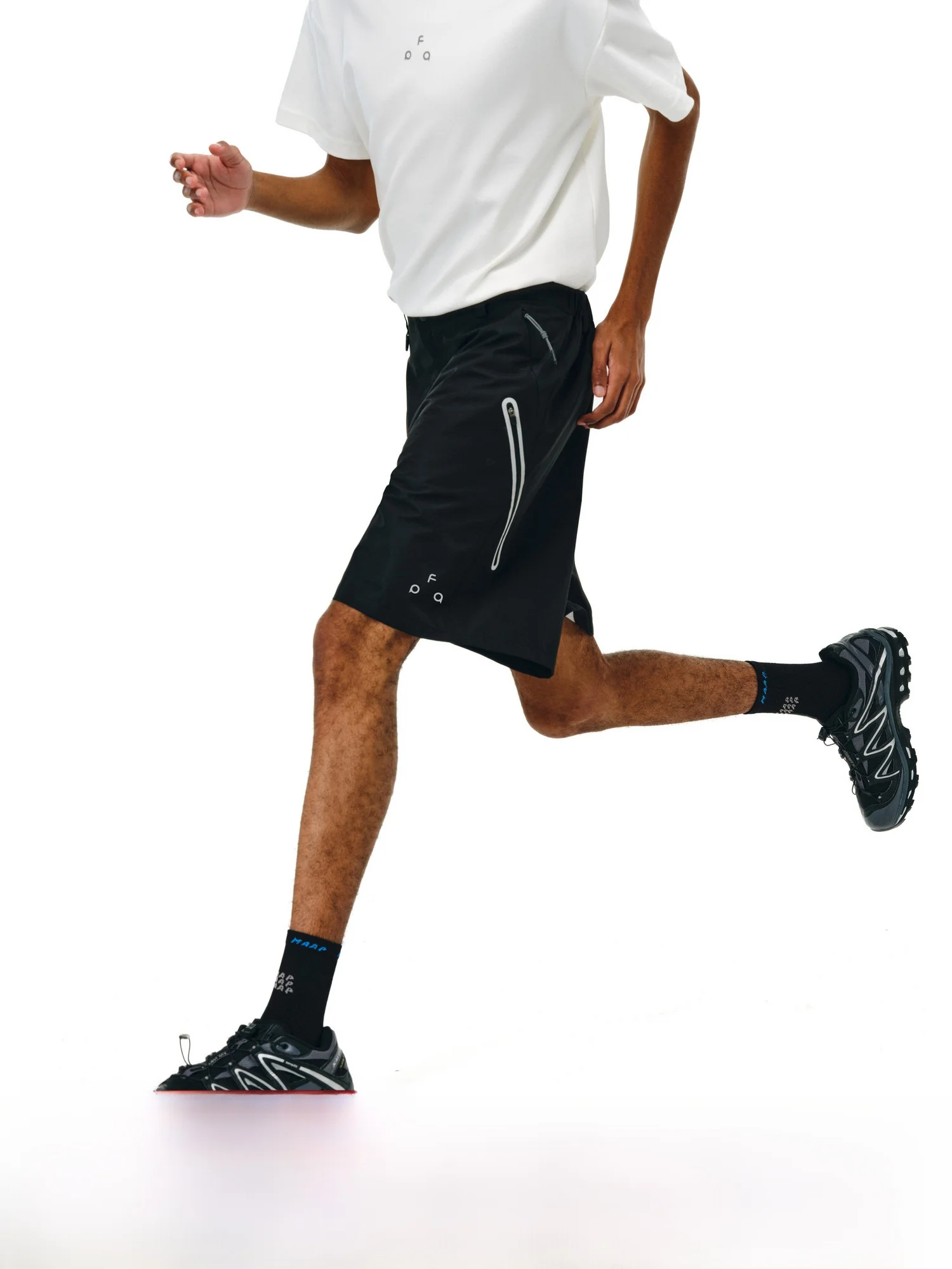 

FPA Reflective Zipper Five-Quarter Shorts Men's Loose Straight Leg Summer Sport Casual Mid-Length Pants Trendy Youth Energy