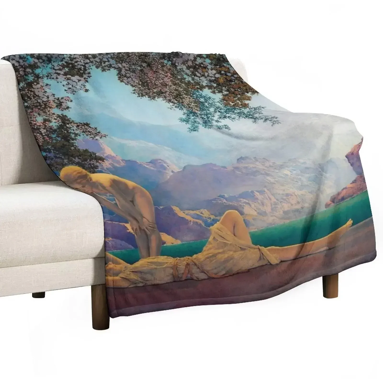 Maxfield Parrish. Daybreak. 1923 Throw Blanket Cute Plaid for sofa Blankets