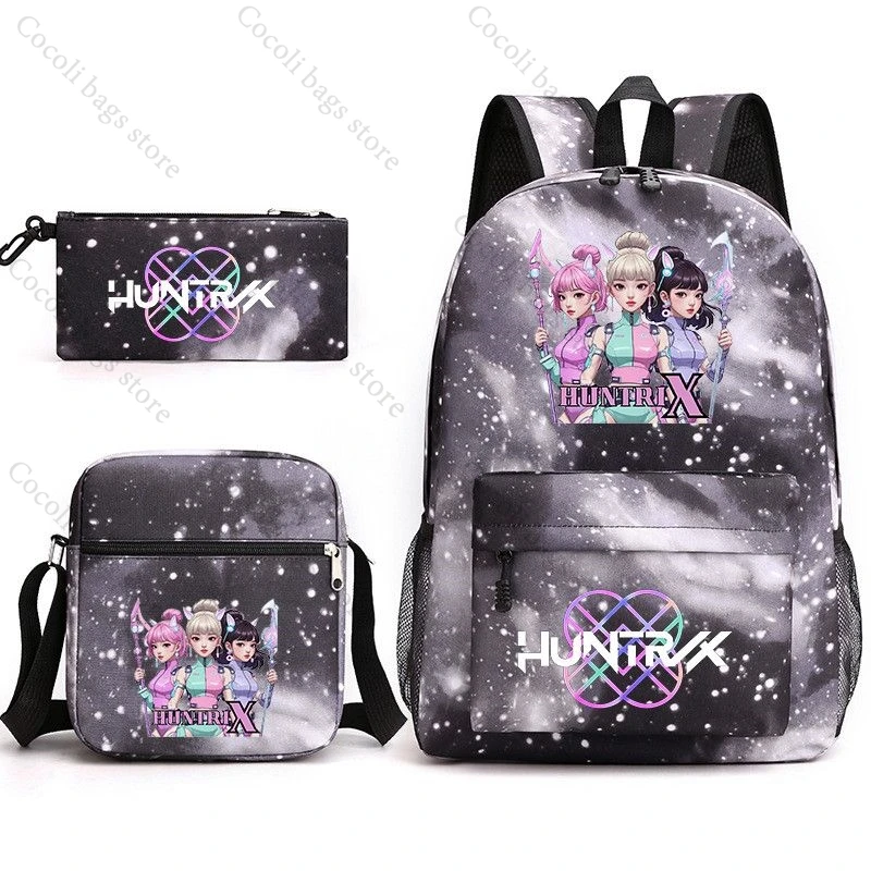 2025 KPop Demon Hunter Printing 3 Pieces Children Backpacks School Bags Girl Backpacks Large Capacity Oxford Backpack for Kids