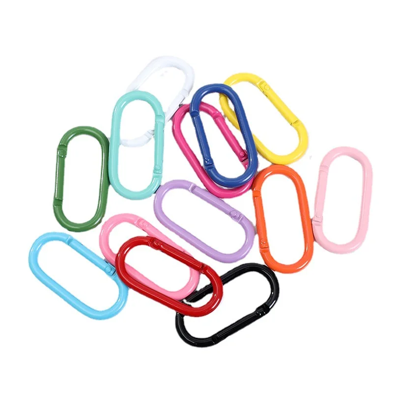 5pcs Oval Spring Clasp Carabiner Necklace Connector Bracelet Closures Keychain Lock Clips Key Rings for Jewelry Finding DIY Make