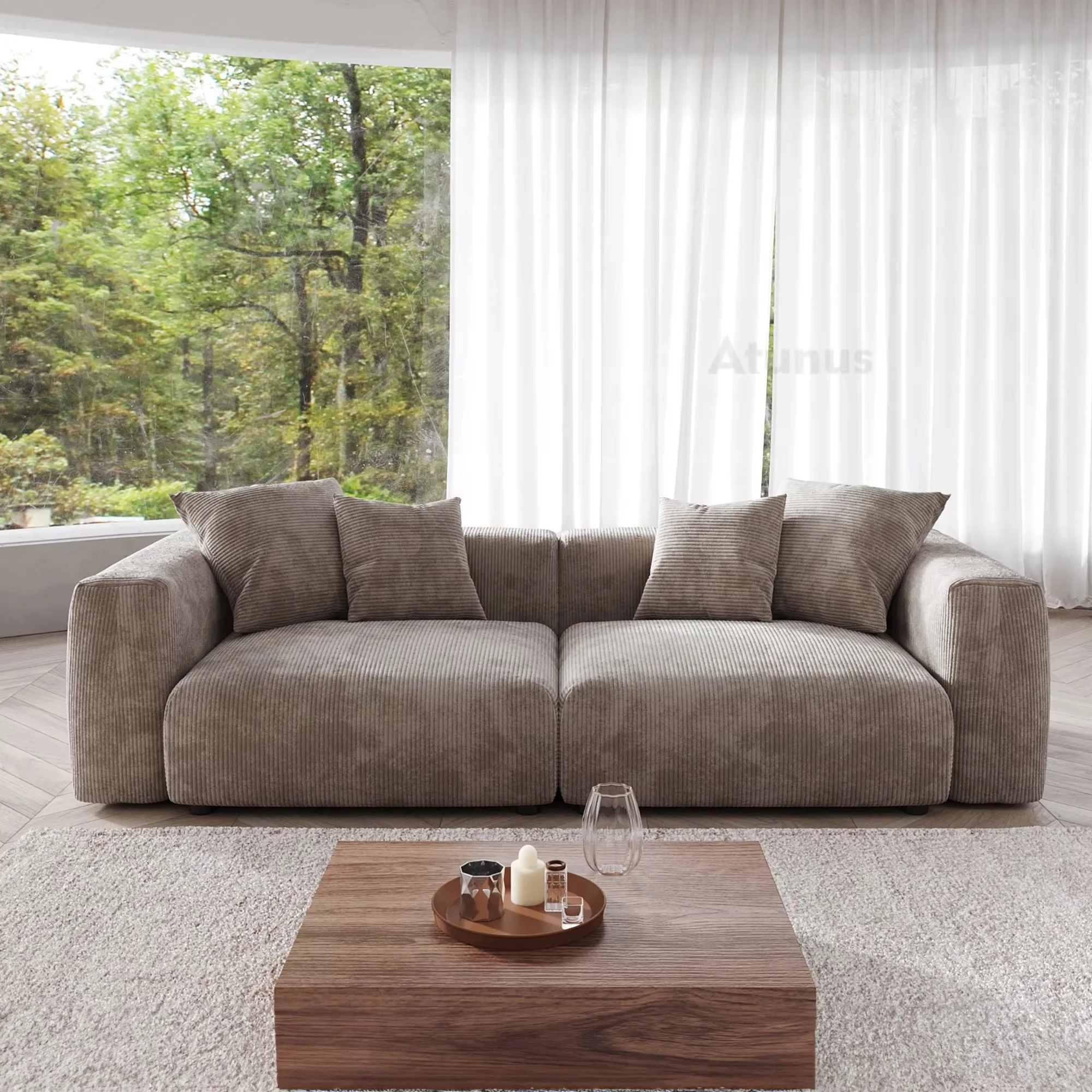 American Big Square Modular Sectional Sofa Couch Set Vintage Home Hotel Furniture Large Sofa Corduroy Fabric Sofa Set