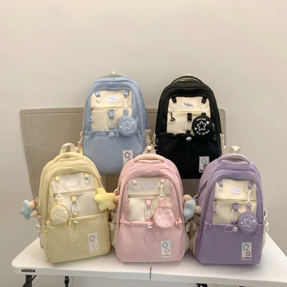 New Canvas Laptop Backpack Lightweight Student Bookbag Schoolbag Durable Multi-pocket Travel Bag