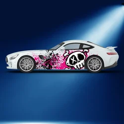 Colorful Graffiti Skull Head Pattern Car Side Sticker Vinyl Self-adhesive Paper Motorsport Paint Decal Suitable for Truck Suv