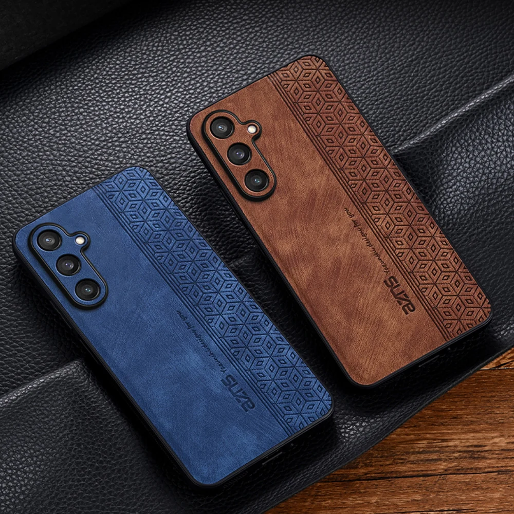 Leather Phone Case for Samsung Galaxy S24FE M55 C55 5G A52S M04 M14 F04 A24 Case Camera Protection Shockproof Cover