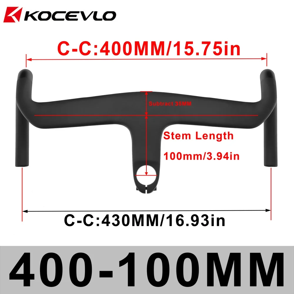 KOCEVLO Road AERO Carbon Integrierter Lenker für 28,6-mm-Gabel mit Abstandshaltern Radfahren Interne Kabel Road Barstem
