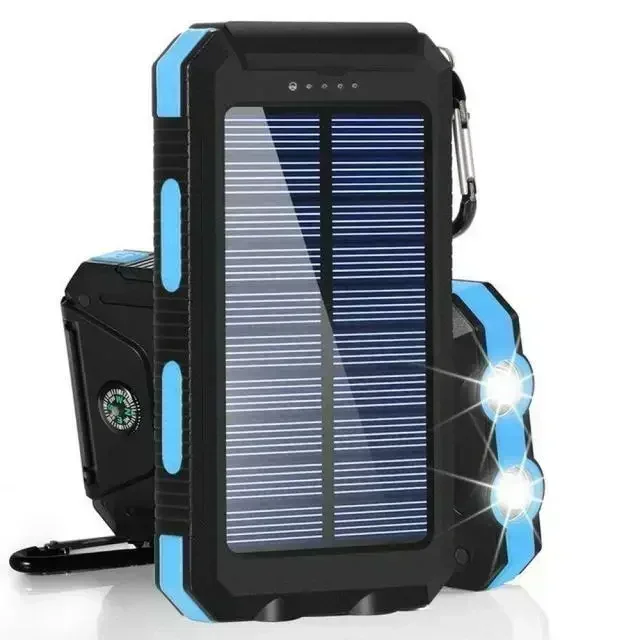 NONE Solar Power Bank Wasserdichte Powerbank mit großer Kapazität Schnellladung Externer Akku mit SOS für IPhone Samsung Xiaomi 5