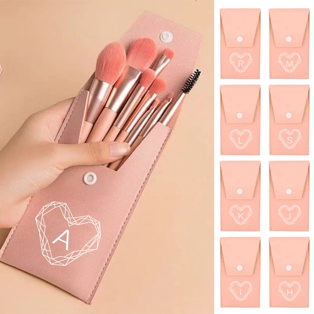 

8Pcs Pink Makeup Brushes Set Soft Synthetic Hair Professional With Portable Case For Travel & Daily Use Diamond Pattern