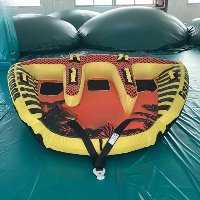 3-Person inflatable floating traction tube for rowing with rope bundle