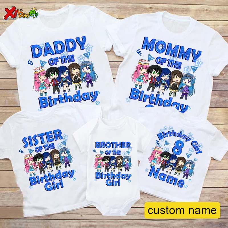 Girls Birthday T Shirts Family Matching Outfits Party Custom Name 6 7 10 Years Old Girl Outfit Familia T Shirt 8th Funneh Shirt