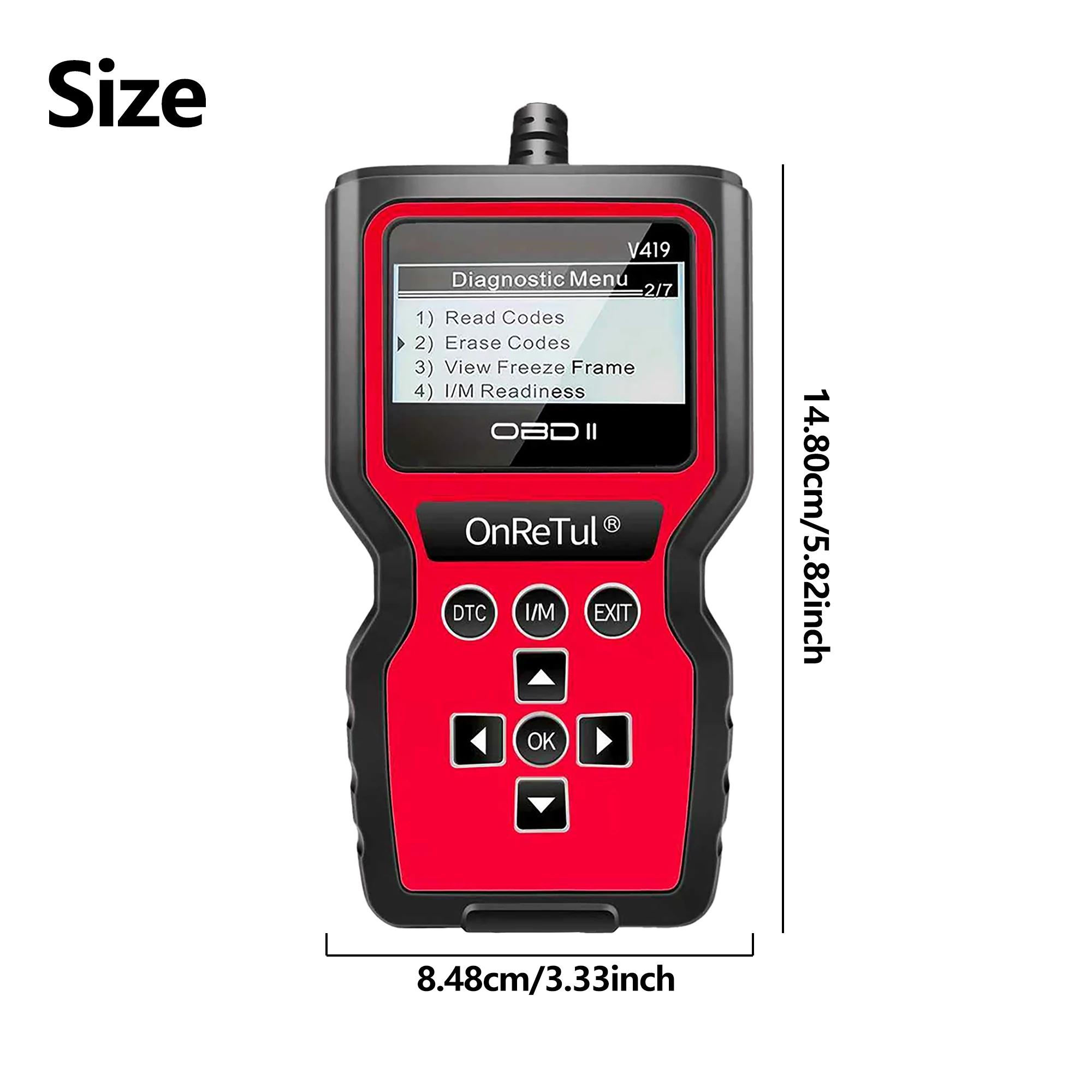 Obd2 Diagnostic Scanner with Functions of Reading and Erasing Fault Codes, Checking I/M Readiness, Vehicle Information, and Voltage Testing - Compact and Durable Design, Compatible with All Obdii/Eobd Cars, Trucks, and Suvs Manufactured after 1996 - No External Battery Required, Instant Data Stream, Suitable for Mechanics, DIY Enthusiasts, and Professional Automotive Repair Technicians -