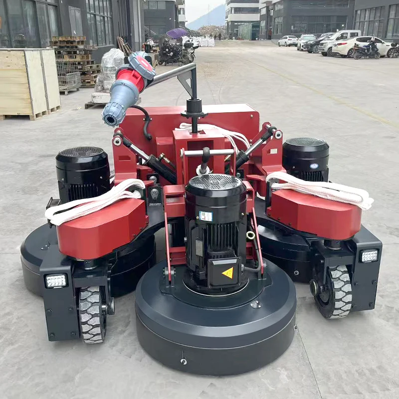 Large Planetary 3-Head Disc Floor Grinder - Dry Wet Dual-Use for Concrete/Epoxy/Cured Floors, High Power