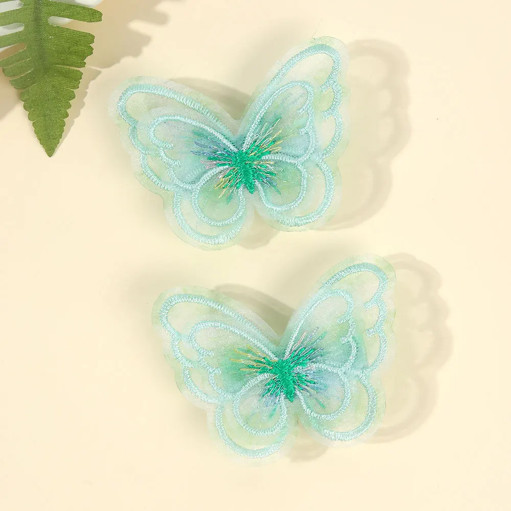 2Pcs Embroidered Butterfly Hair Clips Kids Sweet Lace Hairpin Girl Barrettes Princess Headwear Hair Accessories Kid Gifts