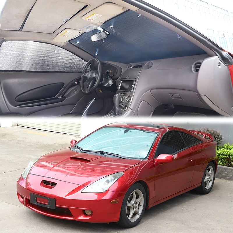 تستخدم لسيارة تويوتا سيليكا مظلة زجاجية كاملة للنافذة، مظلة نافذة السيارة، ستارة عازلة للحرارة لنافذة السيارة، ملحقات السيارات