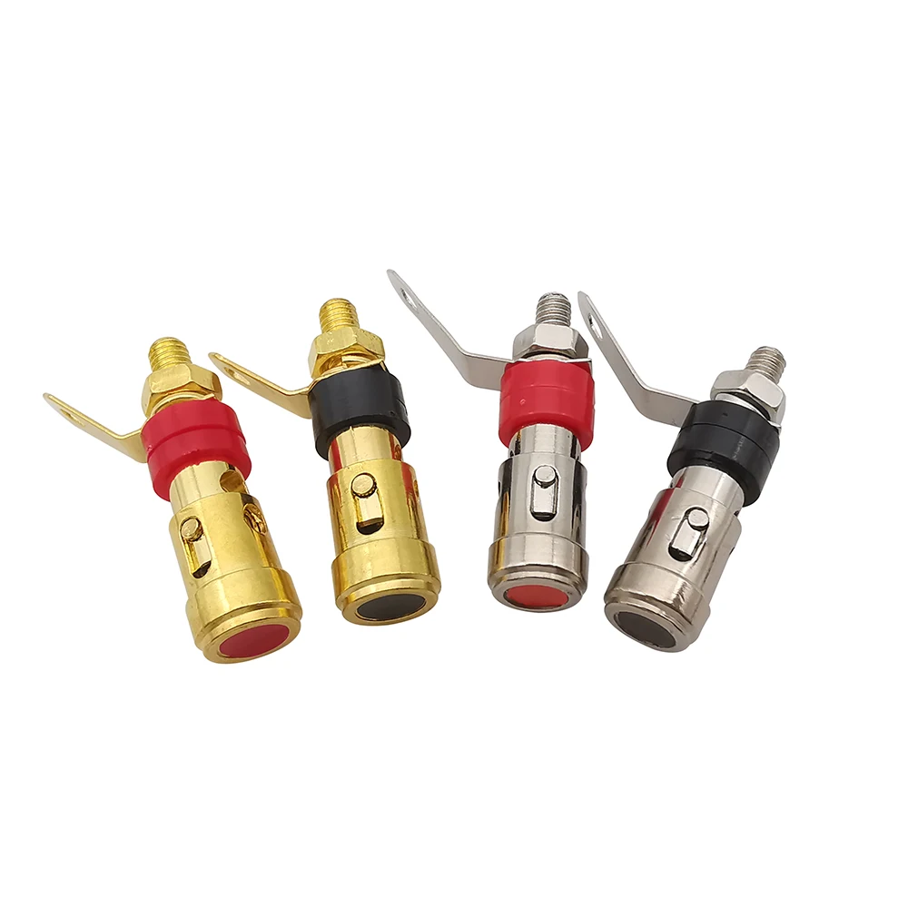 4Pcs/2Pairs Spring Push Type Terminal Connector Binding Post Audio Plug Jack Amplifier Speaker Self Locking Socket 338mm 40mm