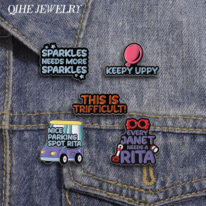 Sparkles Needs More Sparkles Enamel Pins Fantasy Film Nice Parking Spot Rita Car Brooches Lapel Badges Jewelry Gift for Friends