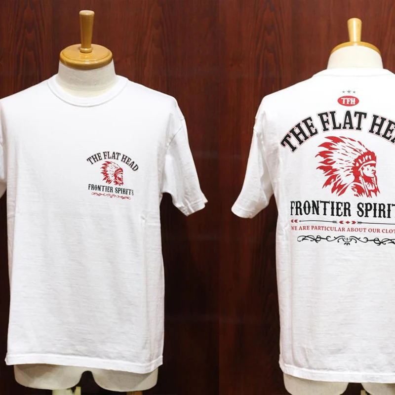 The Flat Head Unisex T-Shirt, Retro Frontier Spirit Graphic Tee, American Western Style Heavy Cotton Top For Men Women