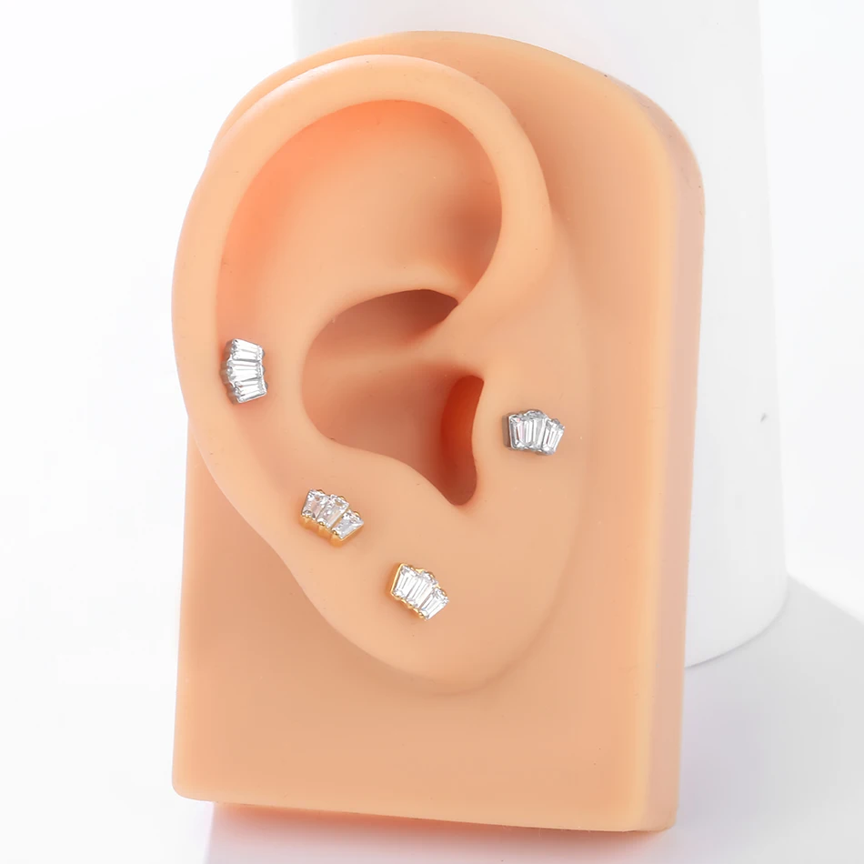 1/5PCS Titanium 16G Crystal Zircon Labret Lip Ring Ear Stud Ear Tragus Cartilage Helix Conch Lobe Piercing Earrings Jewelry Gift