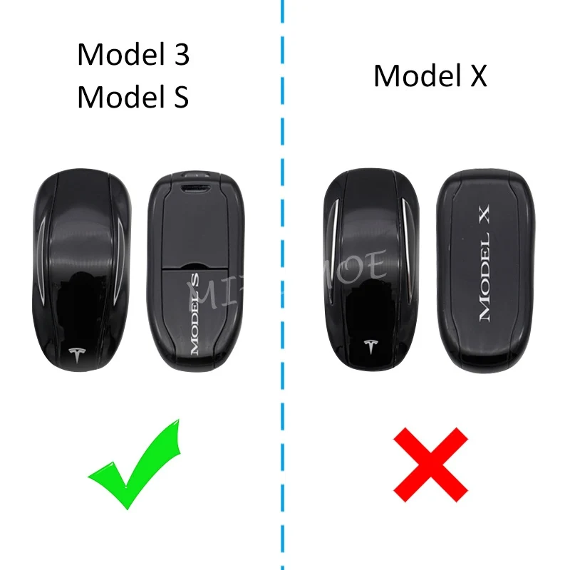 For 2012-2023 Tesla Model 3 Y S Black Transparent Key Fob Case Cover Keychain Ring Shell Protector Car Accessories