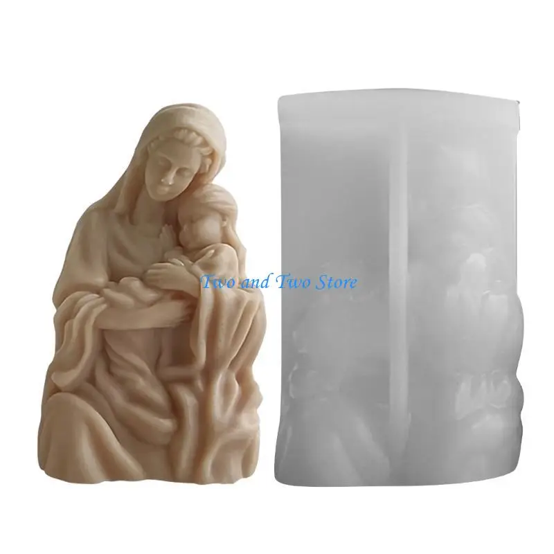 HX6F Soft Silicone Mother and Child Statue Mold for DIY Enthusiasts and Crafters