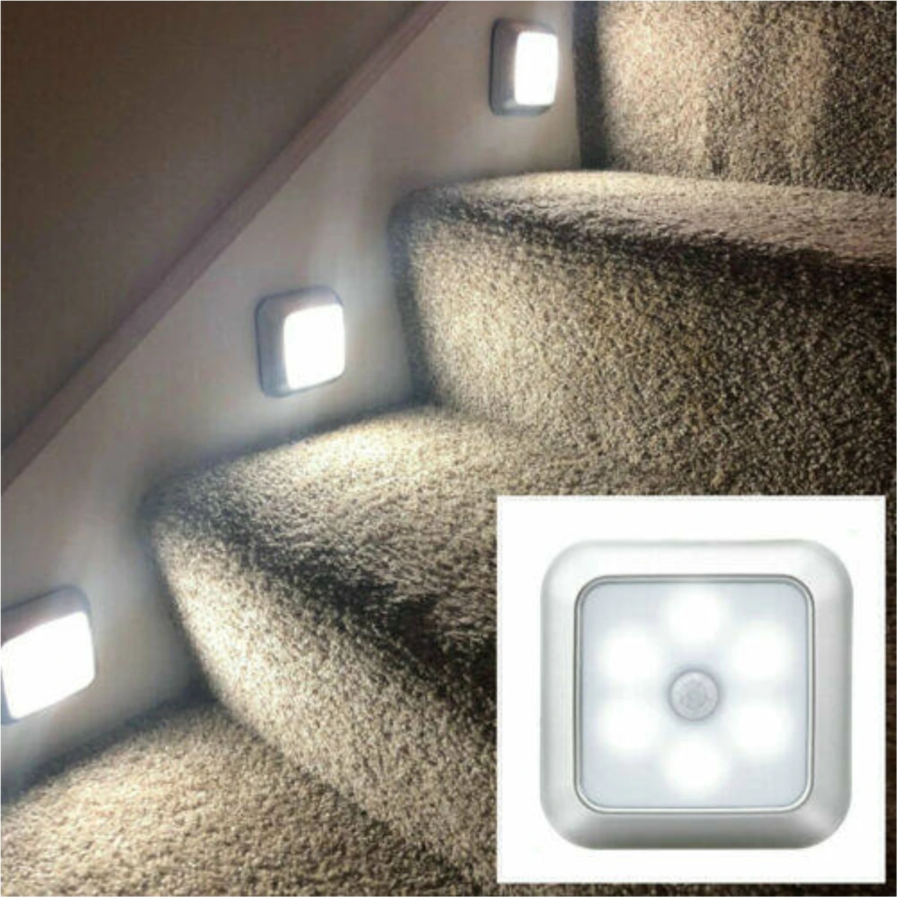 Night Light Motion Sensor Wall Closet Embedded Nights Cabinet Stair Wireless Lamp Sconce for Ladder Bedroom Corridor Staircase