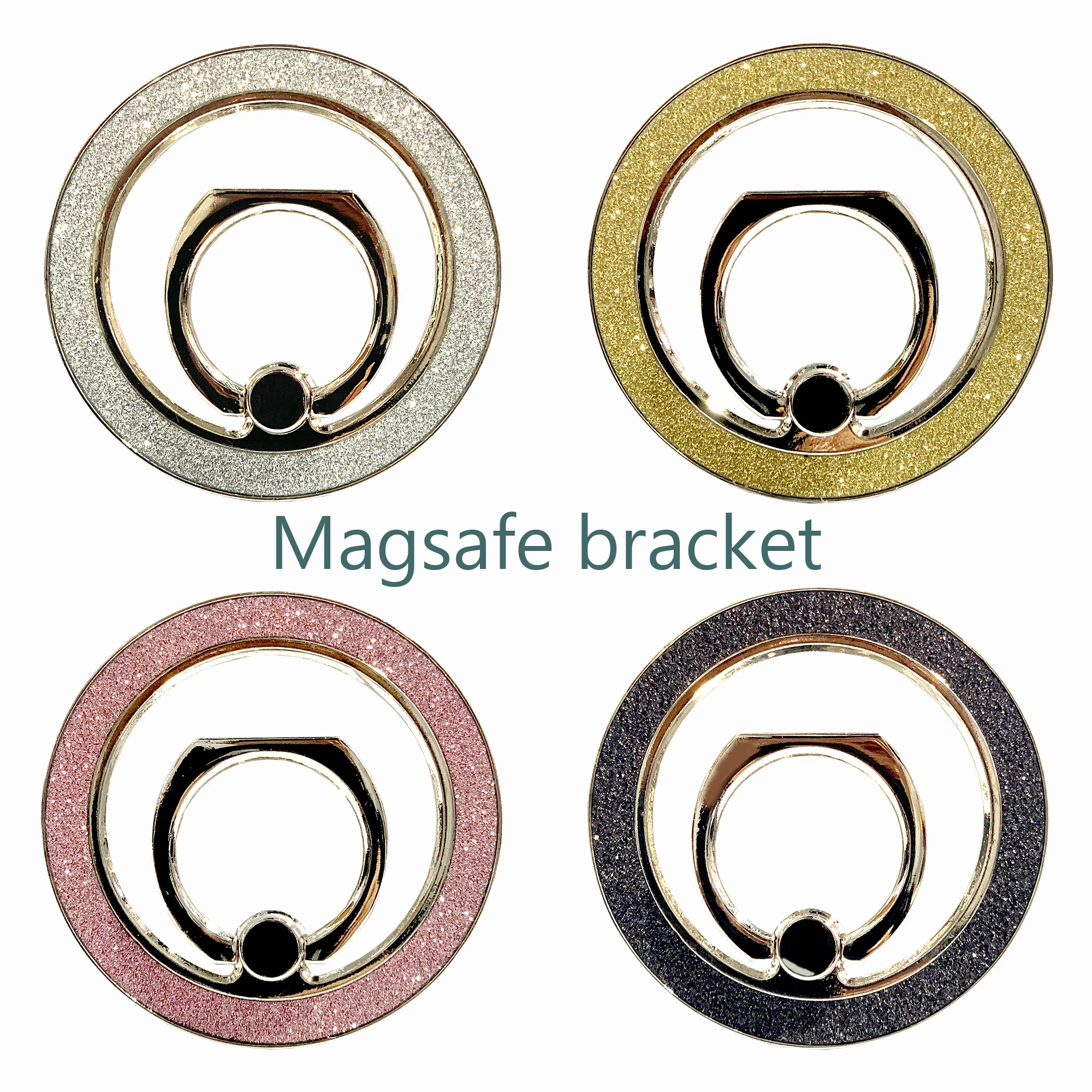 Magsafe metal glitter powder strong magnetic suction ring holder for mobile phone holder metal 360 ° rotating charging universal