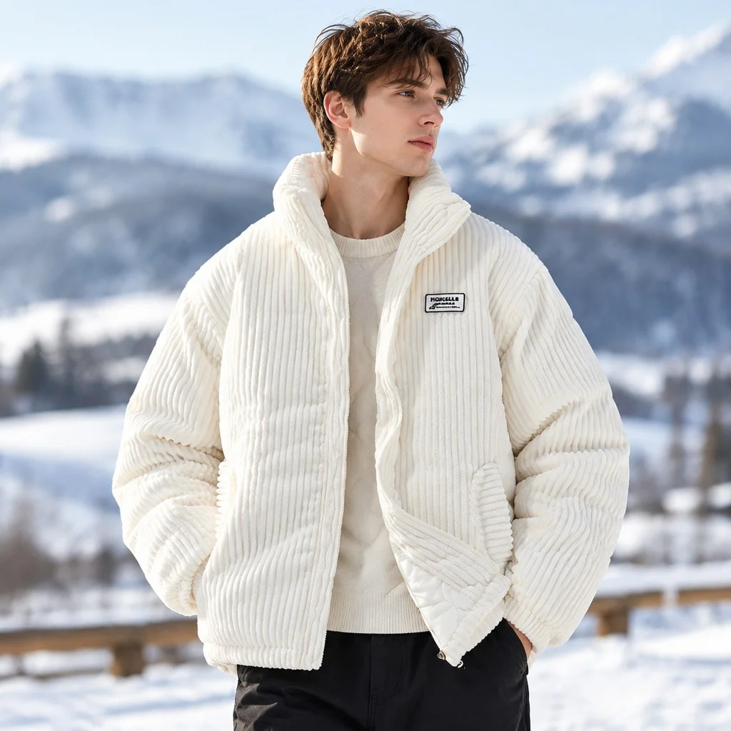 Casual Stand Collar Jackets Loose Fit Simple with Winter Jacket Wrinkle Resistant Finish Zipper Front Pocket One Drop for Men