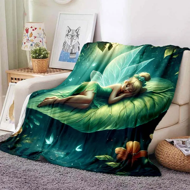 Disney Tinker Bell Printed Blanket for Home Travel Soft and Comfortable Blanket for Adults and Children Cartoon Warm Blanket