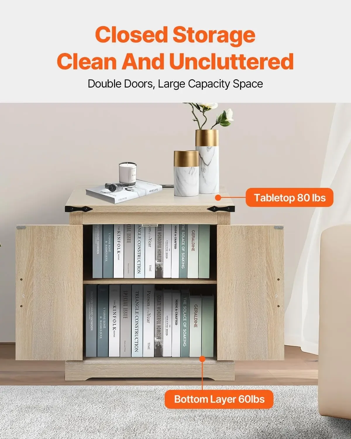 Mesa final de fazenda, mesa de centro retangular de madeira tecida em rattan PE, mesa de centro de armazenamento moderna estilo Boho de 24 polegadas