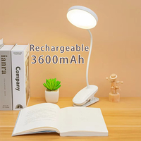 Portable USB Table Lamp Rechargeable Desk Lamp with Clip Bed Reading Night Light LED Touch 3 Modes Dimming Eye Protection Light