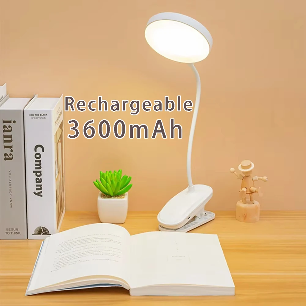 Przenośna lampa stołowa USB Lampa biurkowa Wtyczka/akumulator Klips do łóżka Lampka nocna do czytania LED Touch 3 tryby Ściemnianie Ochrona oczu