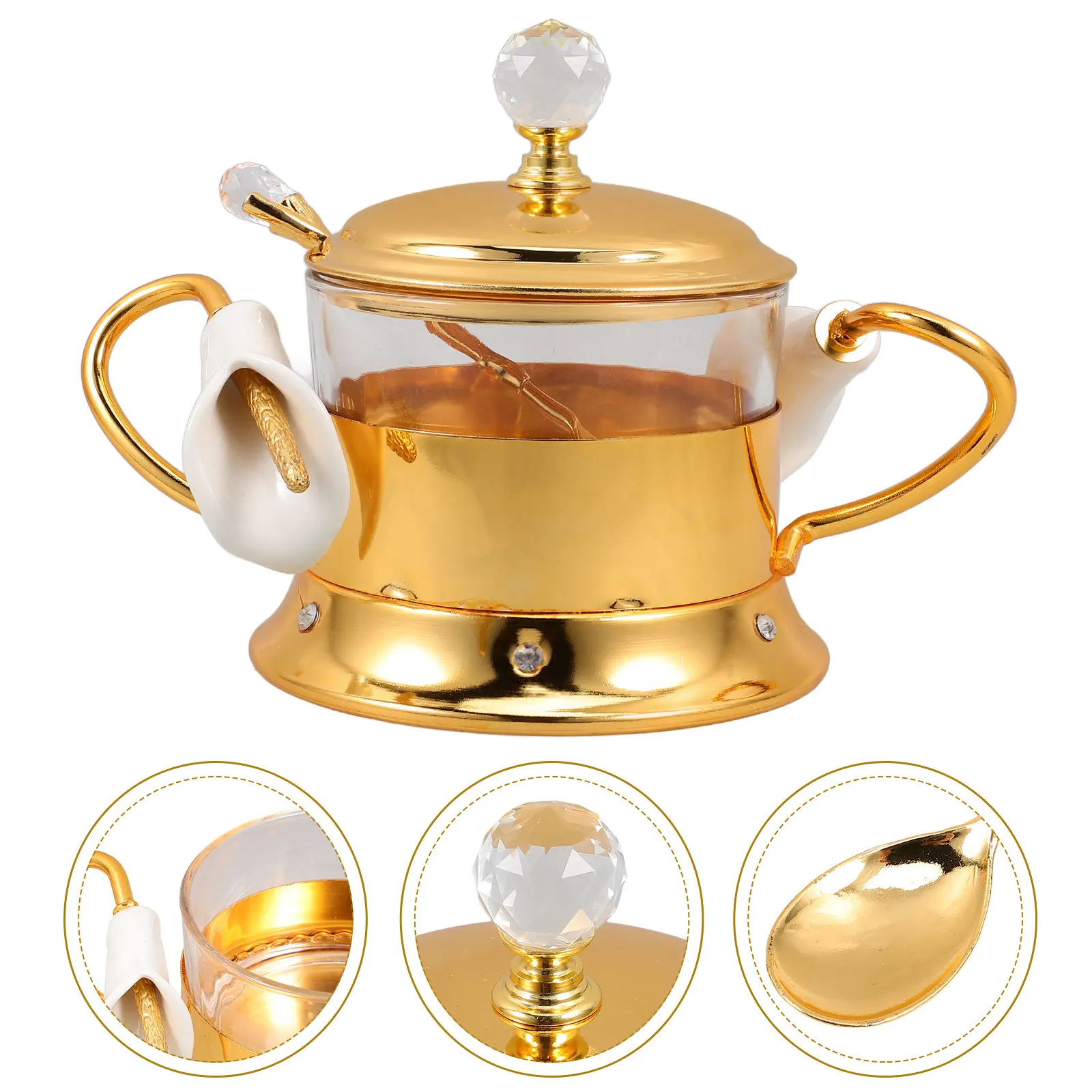 

Premium Metal and Glass Seasoning Jar with Lid and Spoon for Home Restaurant Kitchen Use Sturdy Oil Resistant Easy Clean Candy