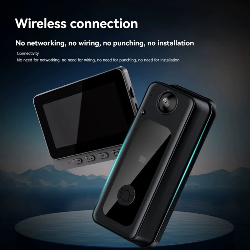 ABGR-Smart Video Doorbell Беспроводная камера, камера внутреннего наблюдения, камера «кошачий глаз», противоугонный мониторинг дверей, 3 дюйма