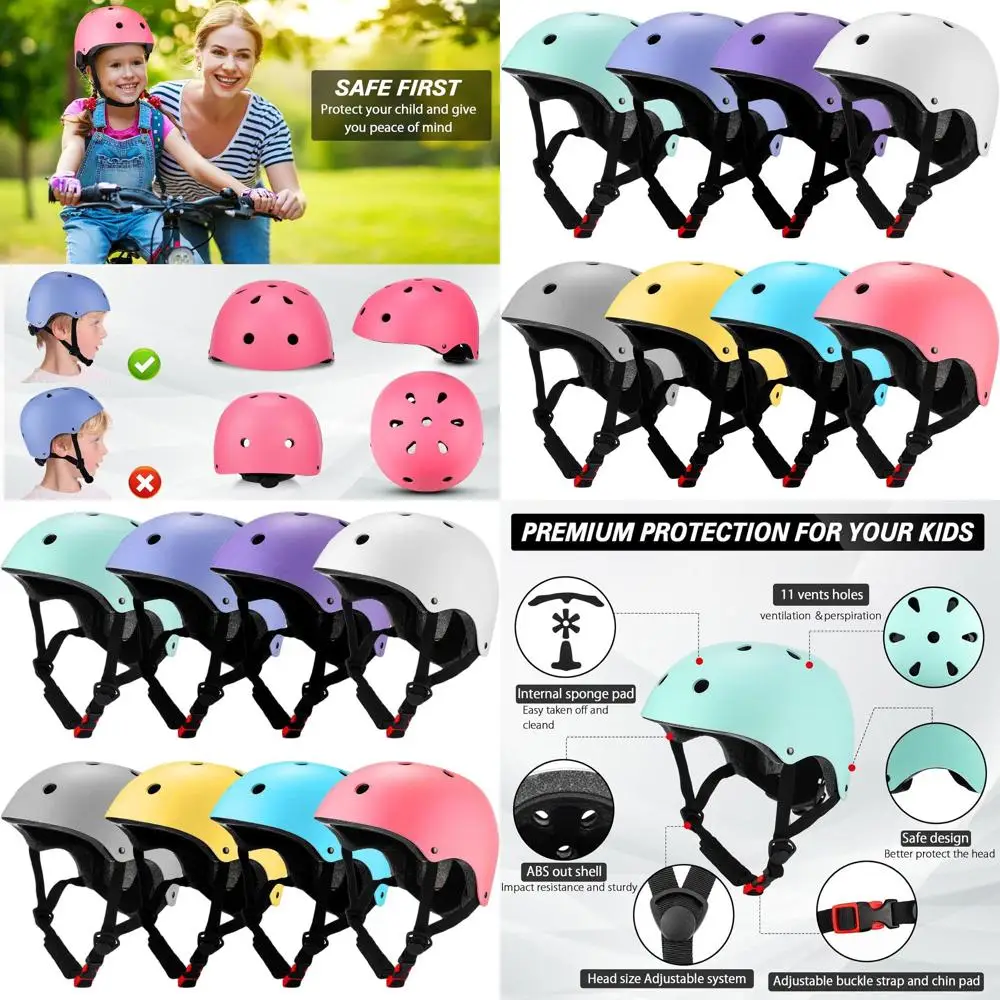 

Bulk 8-Pc Kids Bike Helmets, CPSC Certified, Adjustable for Toddlers 5-8 Years, Suitable for Skateboards, Bicycles, Scooters, an