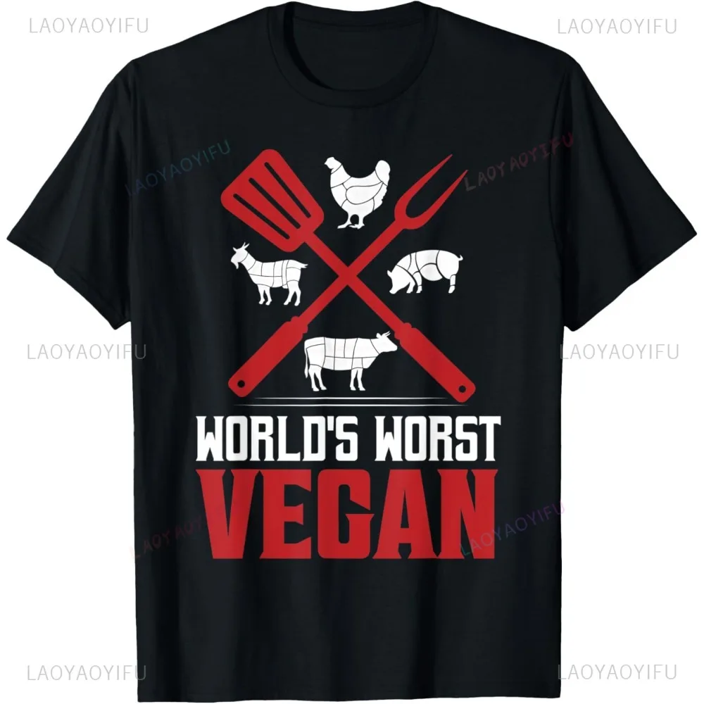 World's Worst Vegan Smoker BBQ Grilling T-Shirt Funny Joke Graphic Casual Fashion Hip Hop Man Tshirt Loose Streetwear Women Tees