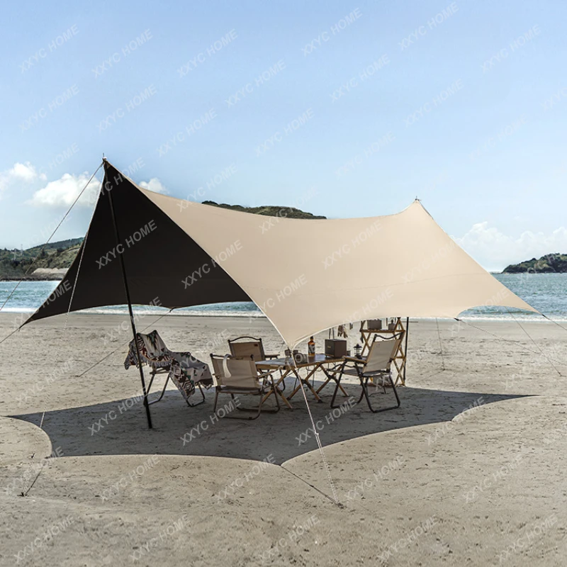 Canopy Tent Outdoor Camping Portable Sun-Proof Rain-Proof Pergola Picnic Camping Butterfly-Shaped Hexagonal Sunshade