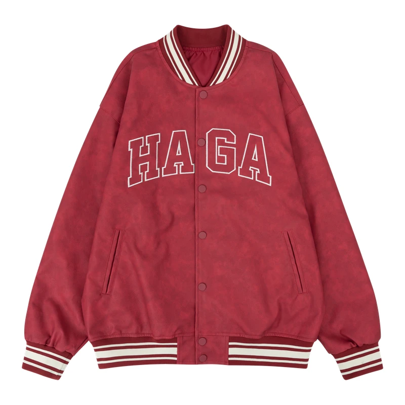 

Men's Red Faux Leather Jackets Stylish Motorcycle Outerwear Lightweight Baseball Windbreaker Coats Fall Winter Urban Streetwear
