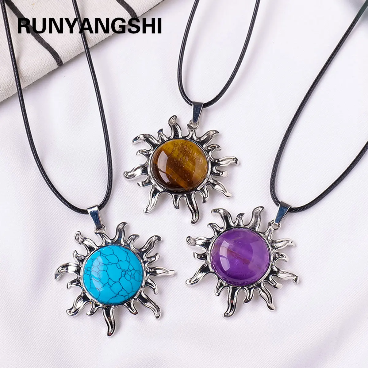 1pc Natural Stone Crystal Sun Apollo Pendant Necklace Ornament Decorative Chakra Home Decoration