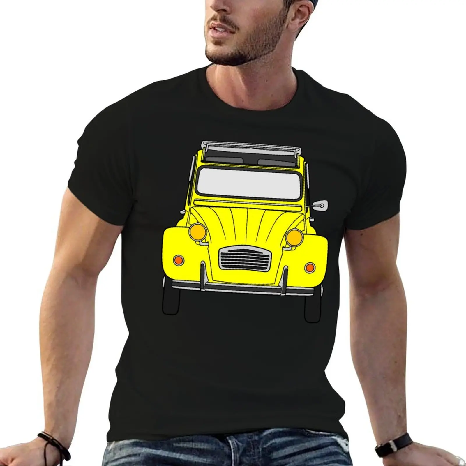

Citroen 2CV yellow color T-Shirt funny t shirts man cotton tshirt 100% T-Shirt
