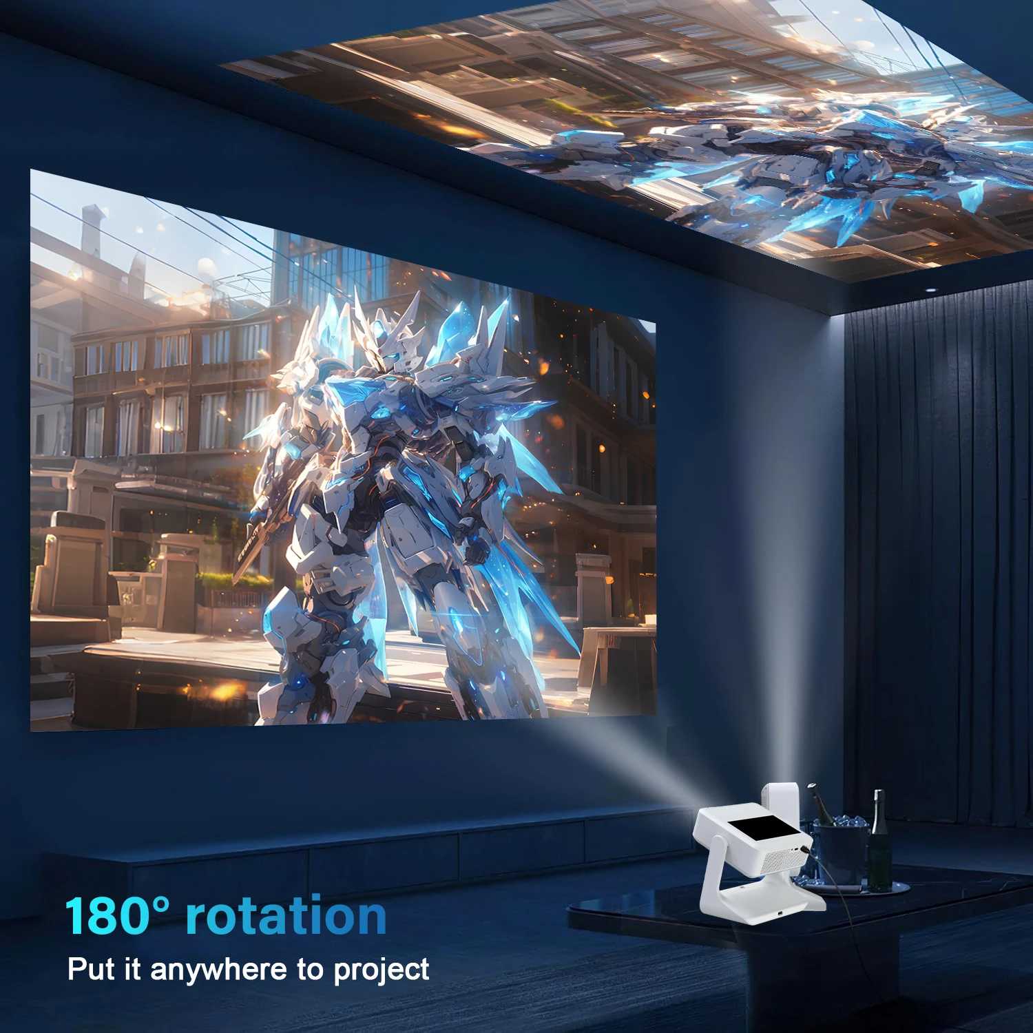 جهاز عرض، جهاز عرض بلوتوث واي فاي محمول بدقة 4K، HDMI/USB، مسرح منزلي لـ Anime، ألعاب NBA وليلة ممتعة عائلية #6