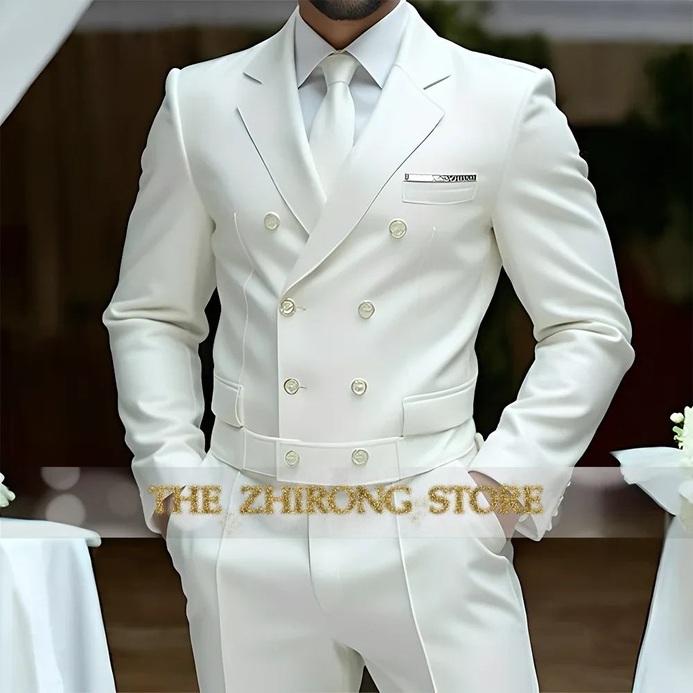 

Exquisite men's suit short double-breasted jacket pants 2 pcs fashion clothes daily wear wedding prom party custom-made tuxedo