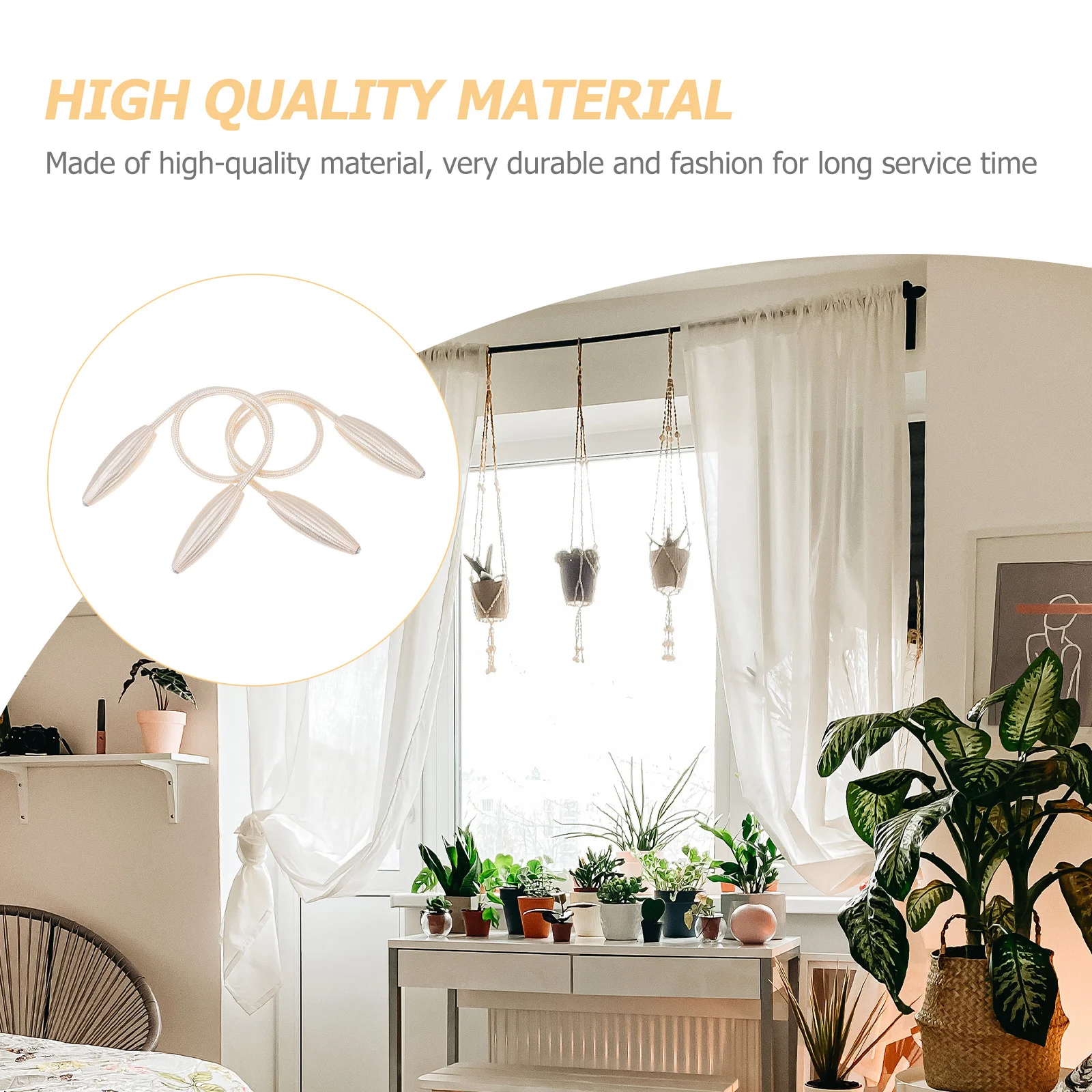 

2Pcs Beige Curtain Buckle Flexible Simple Design Fresh and Elegant Atmosphere for Bedroom Home Kitchen Living Room