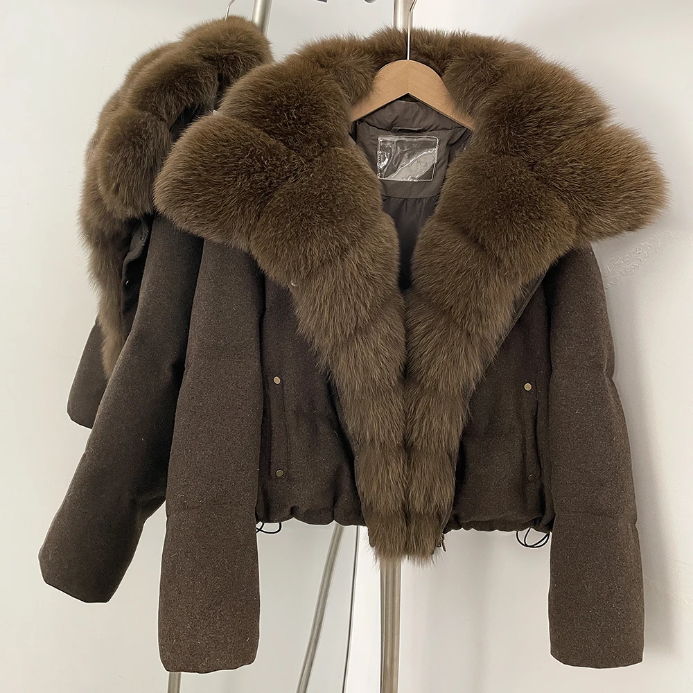 OFTBUY chaqueta de piel para mujer 2025, nuevo abrigo cálido de invierno 90% plumón de pato blanco, chaqueta acolchada gruesa de piel de zorro Natural Real de lujo para mujer