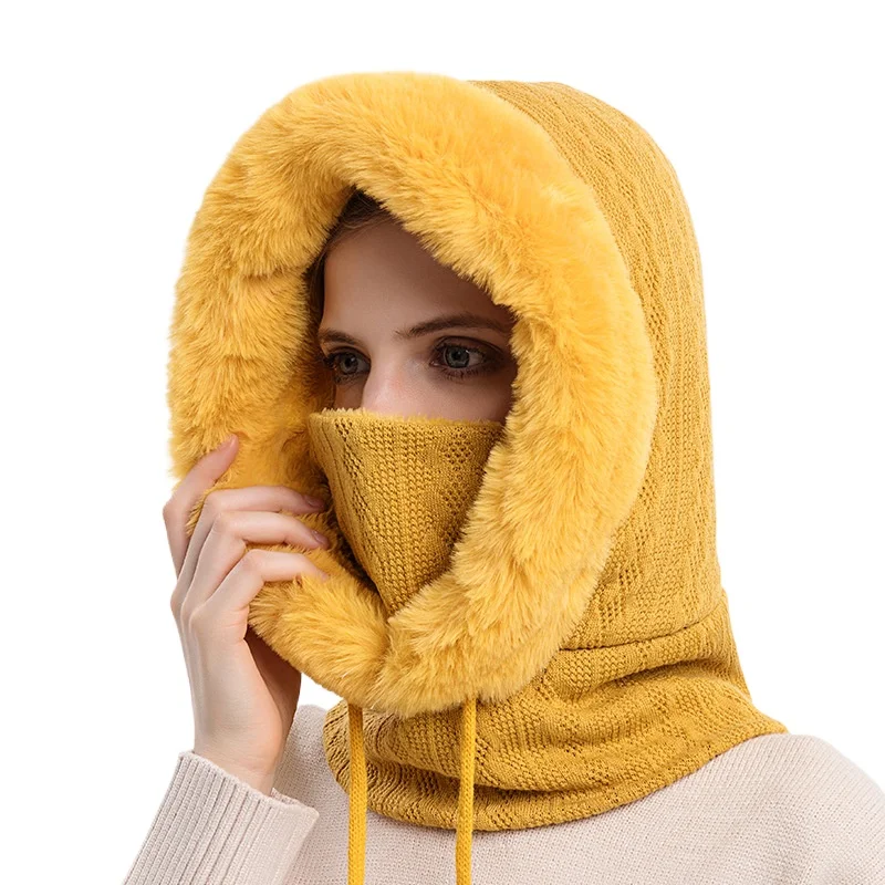 

Winter Hat Outdoor Cycling Headgear Cold-proof Ski Hat Warm Neck Scarf Face Mask Integrated Cold-proof Hood Hat