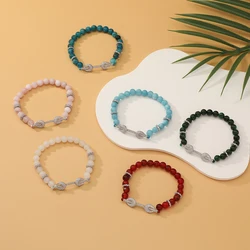2022 New Arrival Women Fashion Natural Stone Colorful Beads Elastic Bracelet Zircon Crystal Beaded Bracelet Smart Party Jewelry