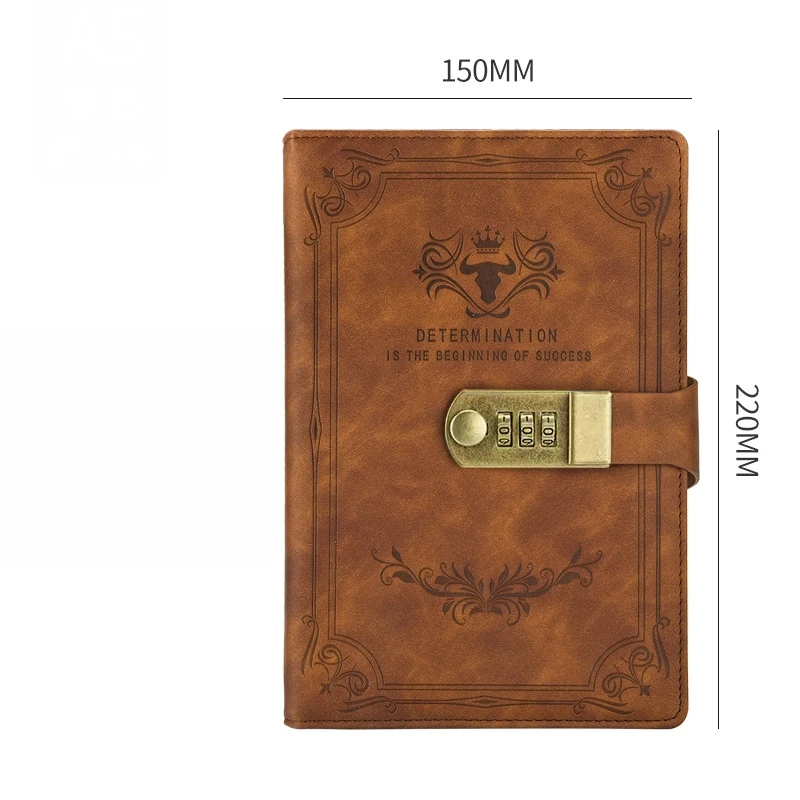 A5 400 Pages Retro Password Book with Lock Diary Thickened Creative Hand Ledger Student Notepad Stationery Notebook Binder