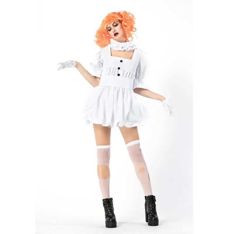 

White Wedding Dr Costume loween Stage Performance Outfit Women's Traditional Ethnic Clothing Clown Suit