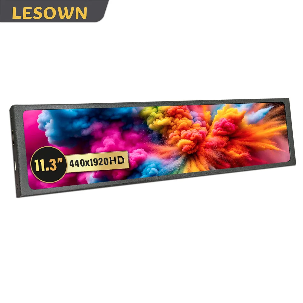 

LESOWN 11.3 Inch Stretched Sidebar Display 440×1920 IPS LCD Side Monitor PC Case Temperature Display for Raspberry Pi Computer